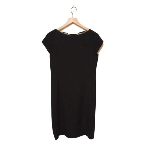 Worth Petite Black 100% Silk Cap Sleeve Knee Length Sheath Dress Sz 10 - Picture 1 of 7